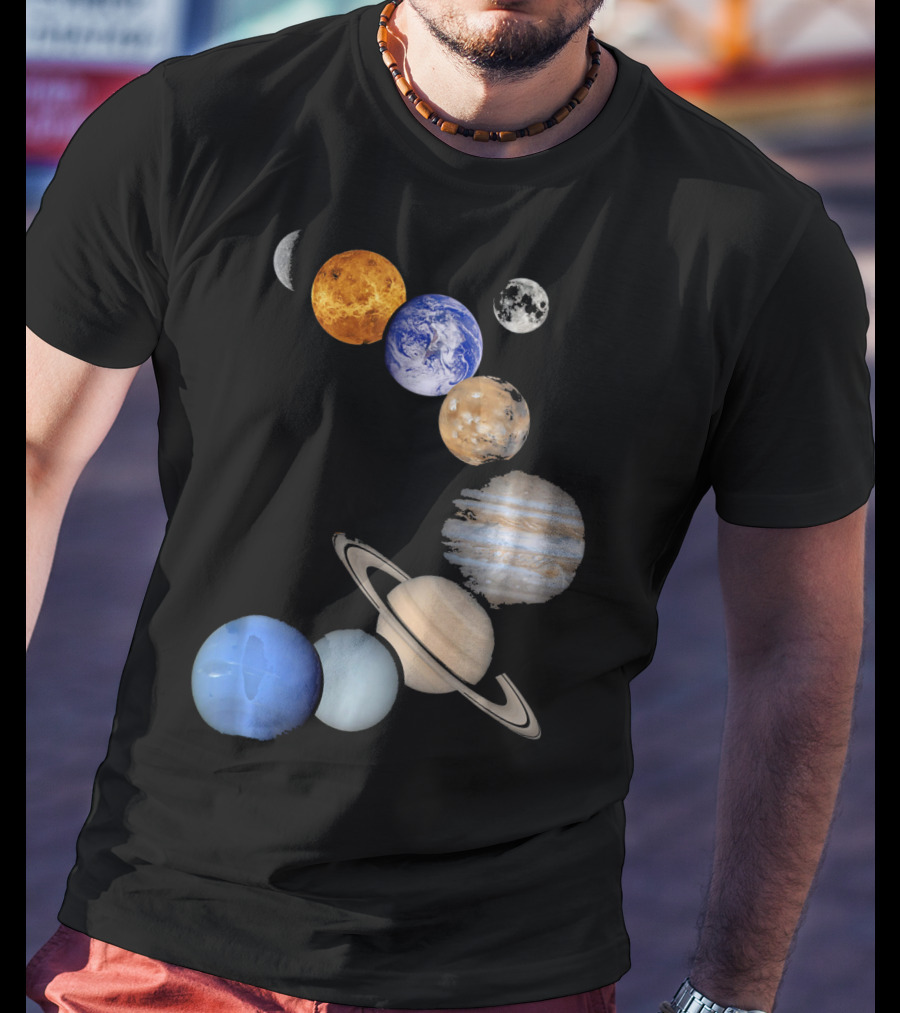 Planet Solar System Earth Moon Sun Mars Jupiter Saturn Neptune Uranus T-Shirt