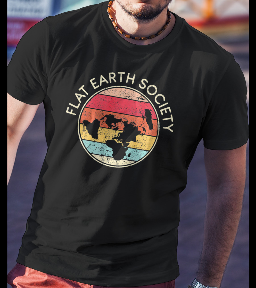 Flat Earth Society Retro Map Conspiracy T-Shirt