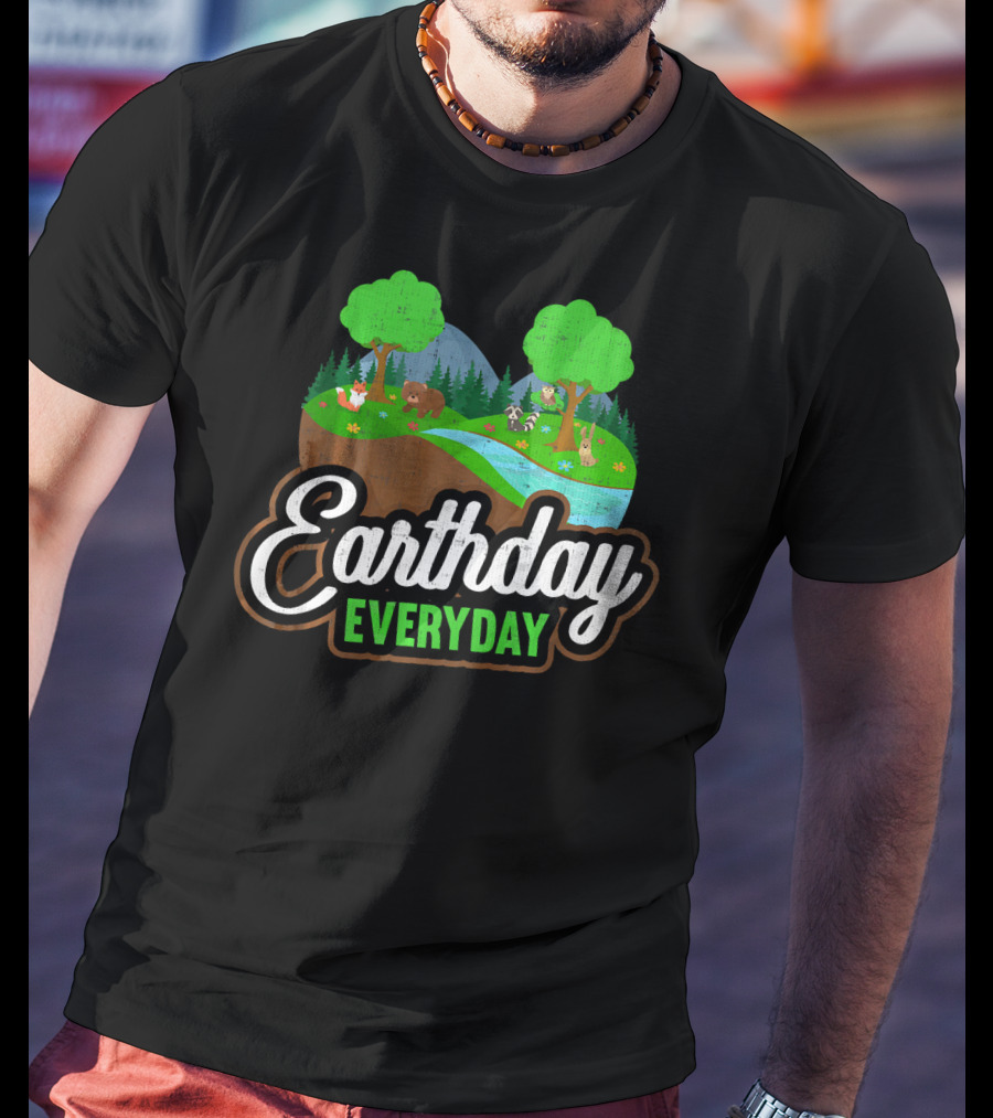 Earth Day Every Day Conservation Wildlife Nature Scene T-Shirt