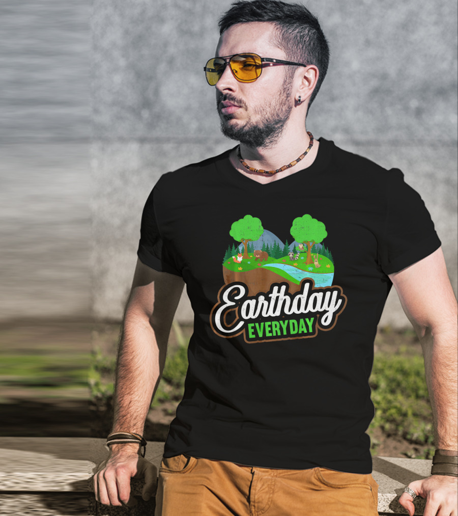 Earth Day Every Day Conservation Wildlife Nature Scene T-Shirt