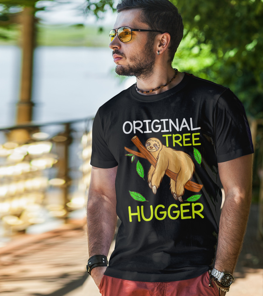 Original Tree Hugger Sloth Environmental Climate T-Shirt