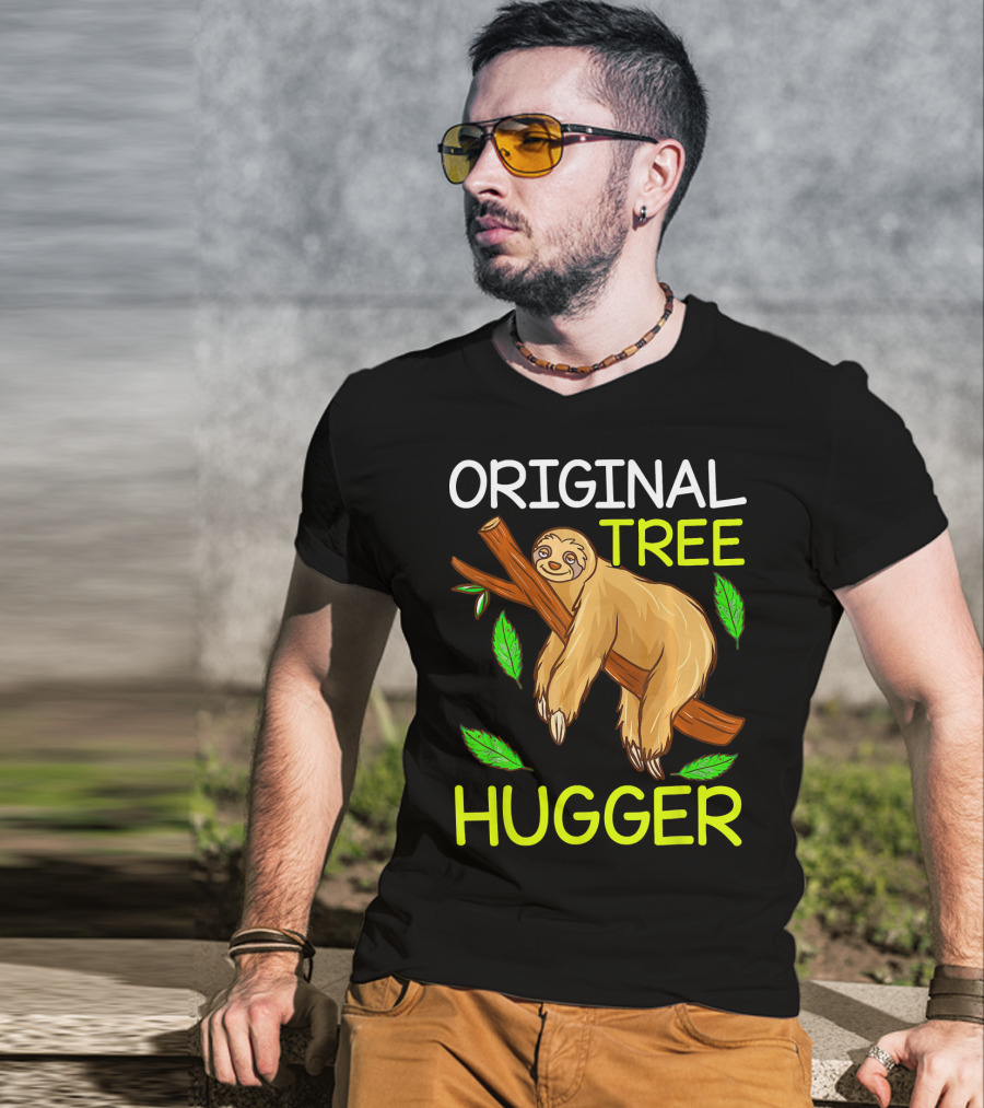 Original Tree Hugger Sloth Environmental Climate T-Shirt