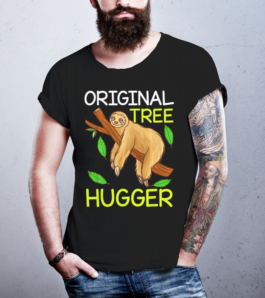 Original Tree Hugger Sloth Environmental Climate T-Shirt