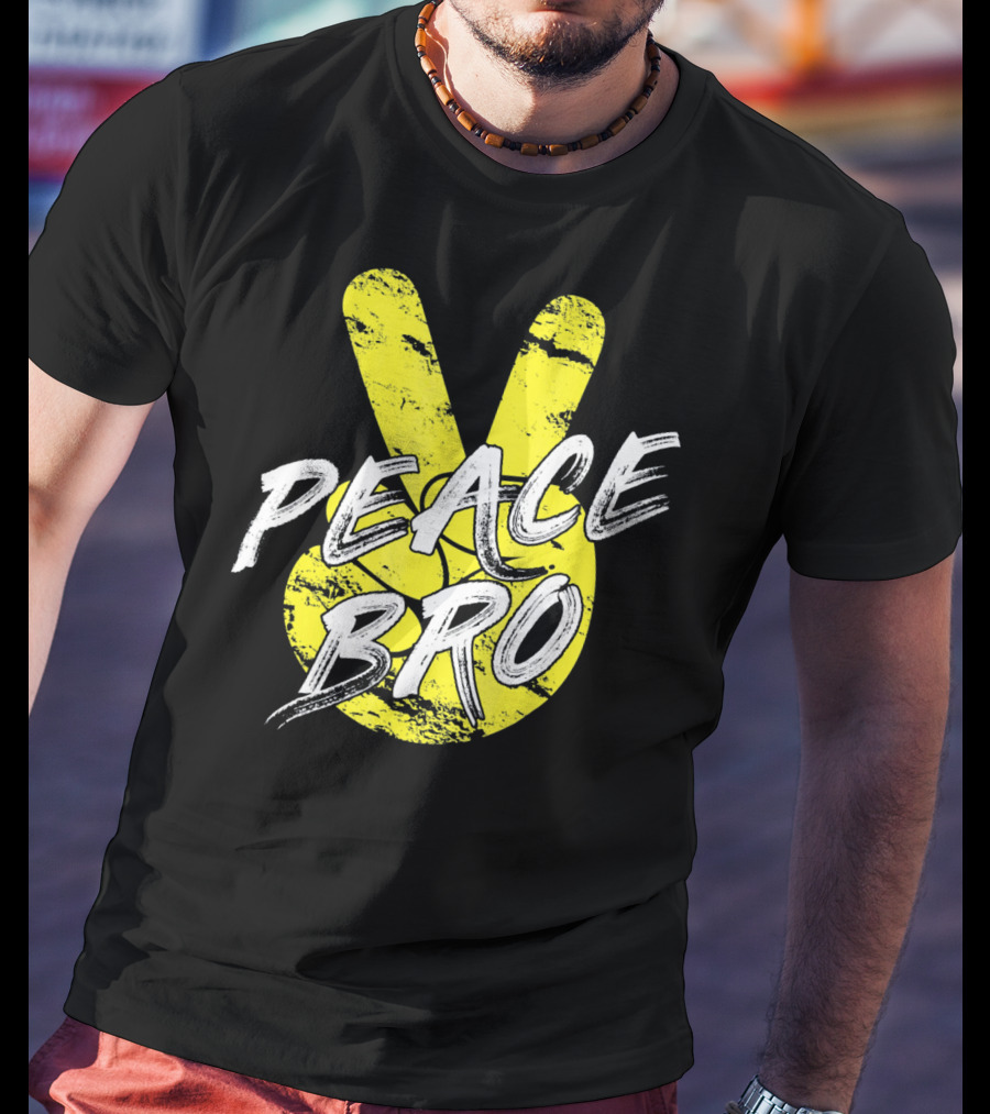 PEACE Bro Peace Sign Yellow Tex T-Shirt