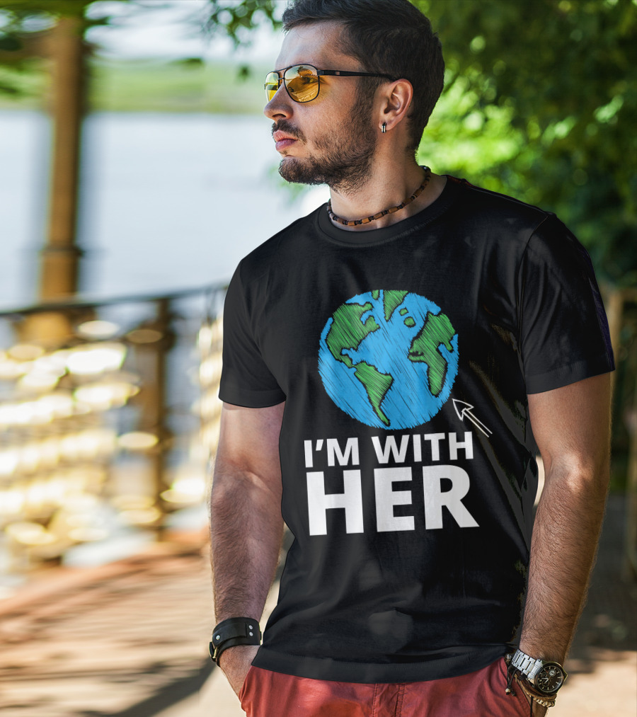 I'm With Her Earth Planet Arrow Earth T-Shirt