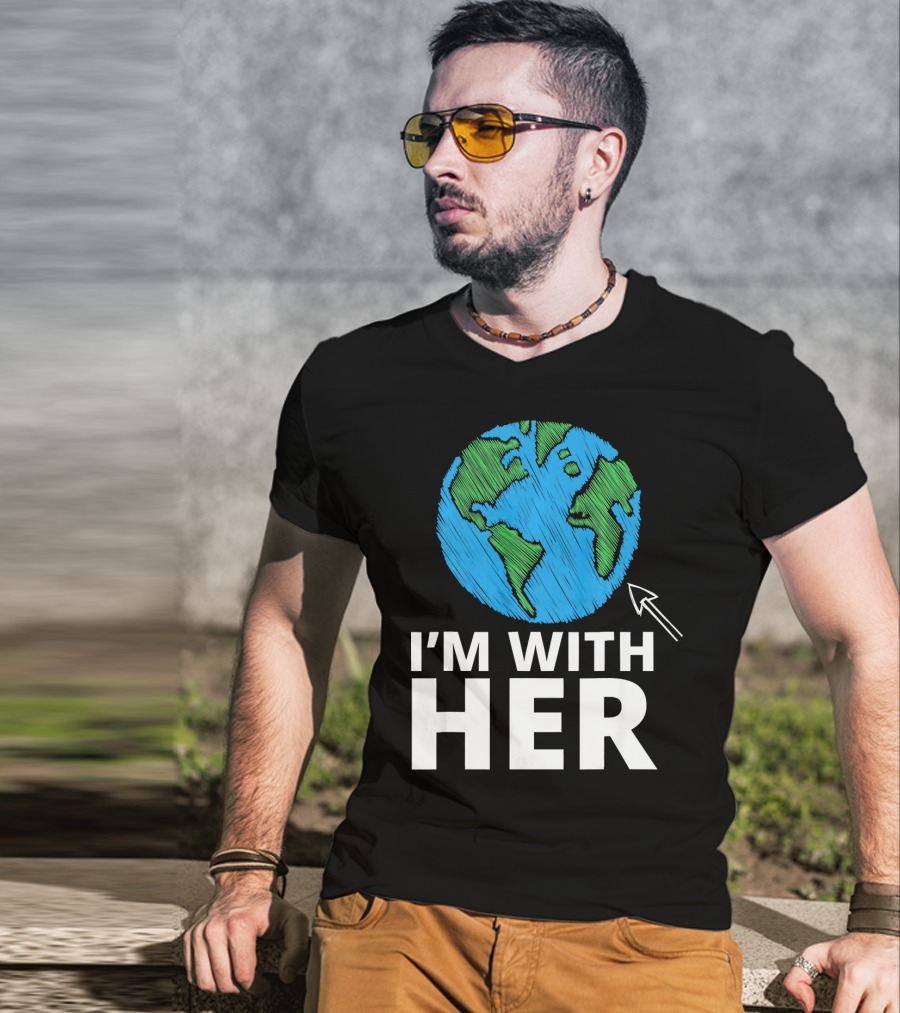 I'm With Her Earth Planet Arrow Earth T-Shirt