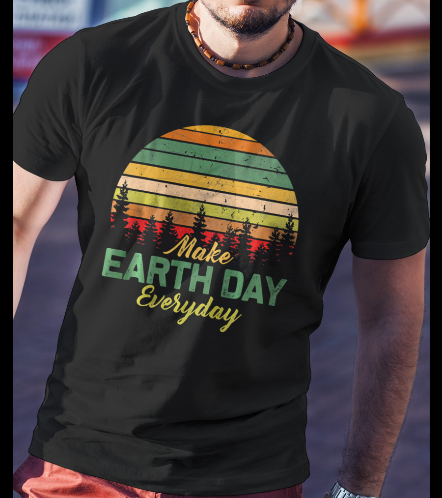 Make Earth Day Everyday Forest Sunset Stripes T-Shirt