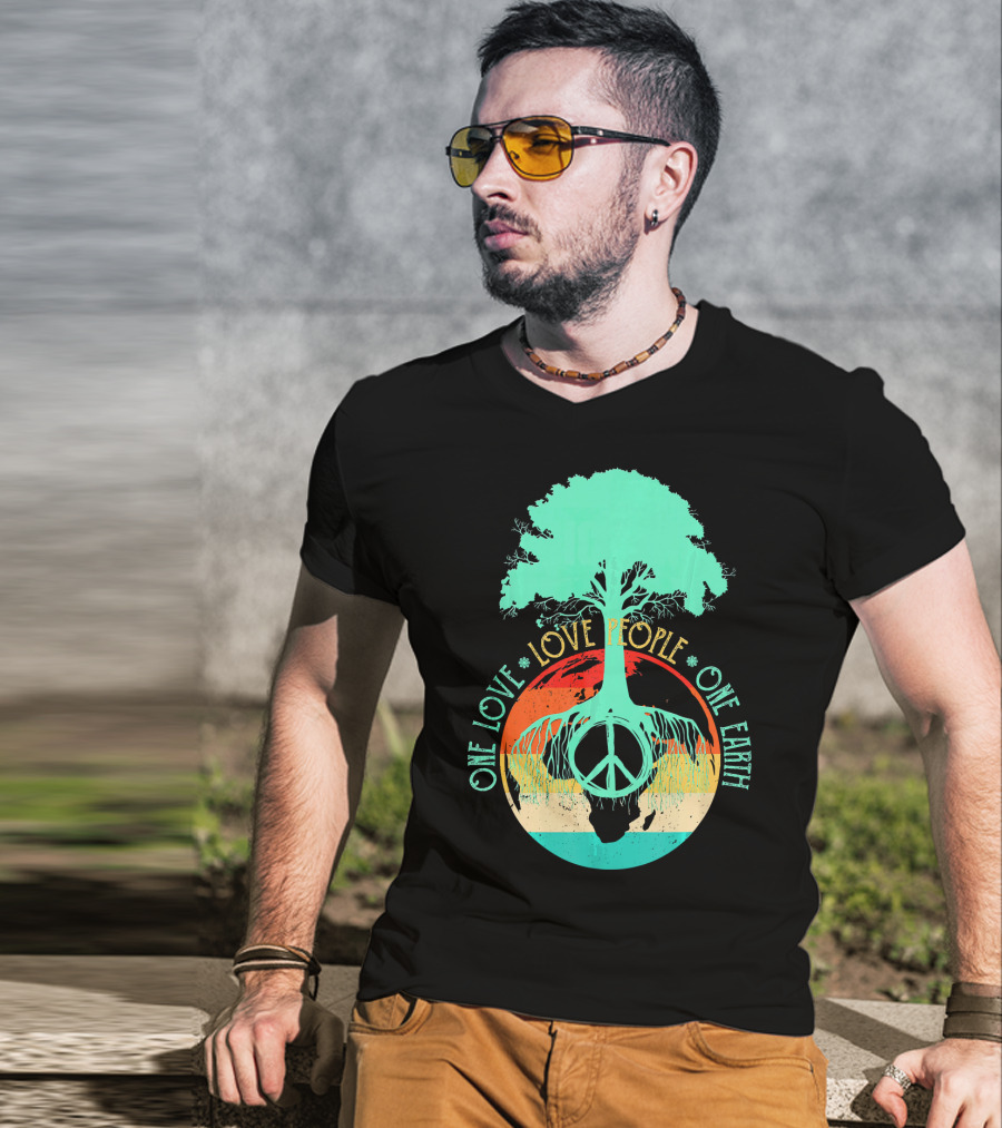 One Love People One Earth Peace Tree T-Shirt