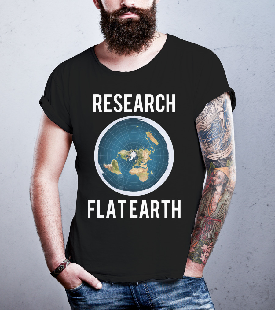 Research Flat Earth Map Exploration T-Shirt