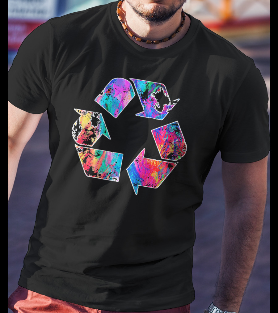 Earth Day Vintage Recycle Reduce Reuse Psychedelic Colorful T-Shirt