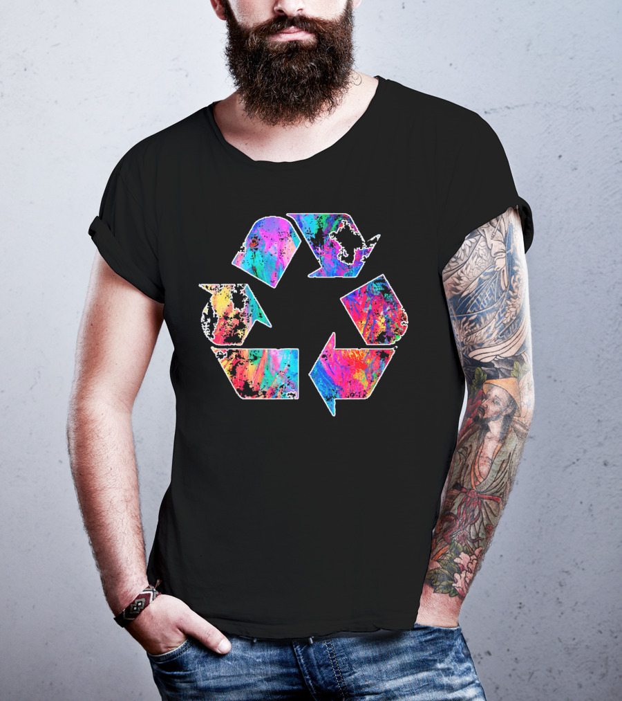 Earth Day Vintage Recycle Reduce Reuse Psychedelic Colorful T-Shirt