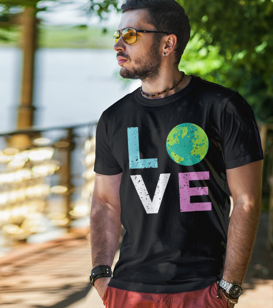 LOVE Earth Day With Globe Vin Earth T-Shirt