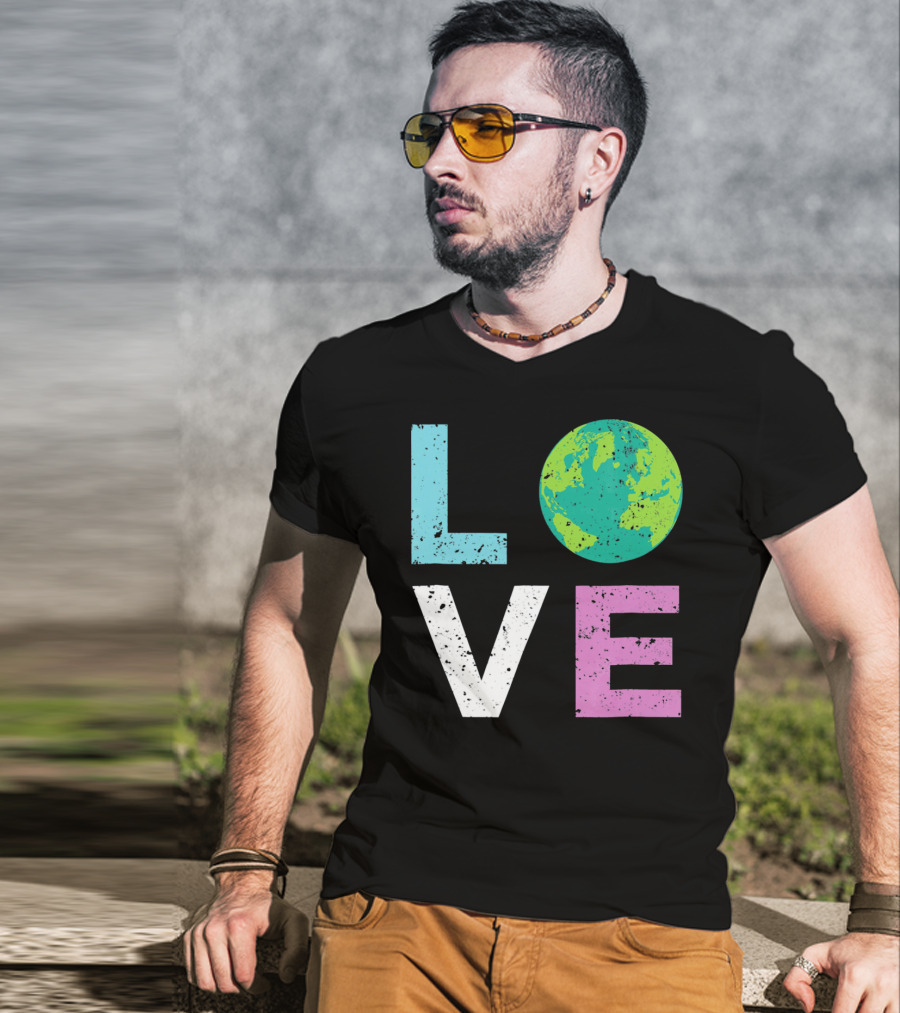 LOVE Earth Day With Globe Vin Earth T-Shirt