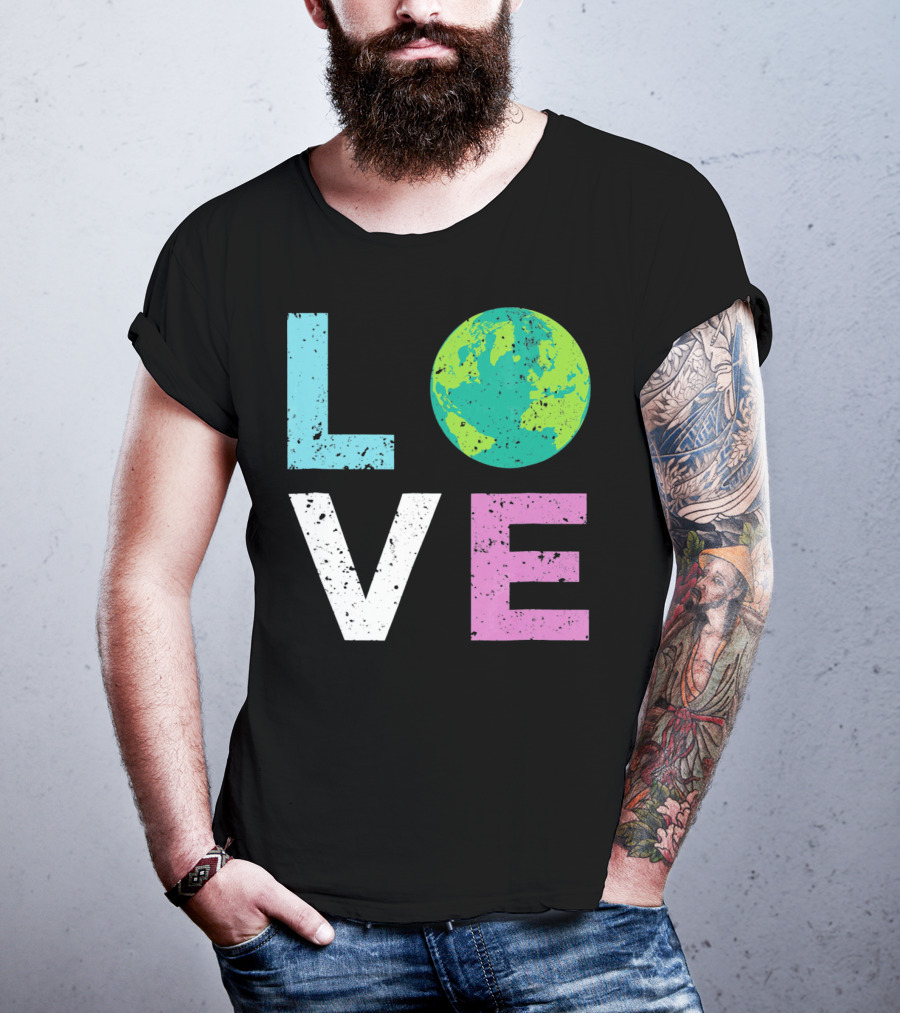 LOVE Earth Day With Globe Vin Earth T-Shirt