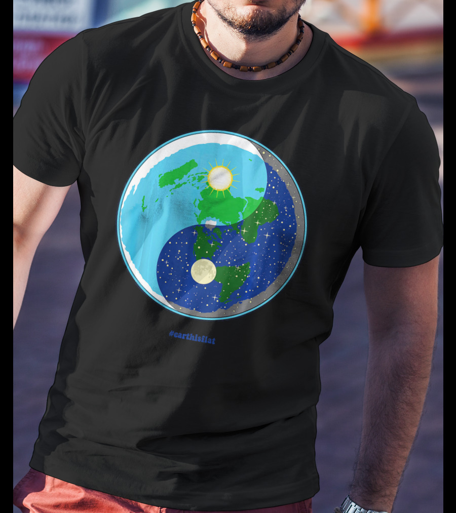 Ying Yang Flat Earth Truther #earthisflat Sun And Moon T-Shirt