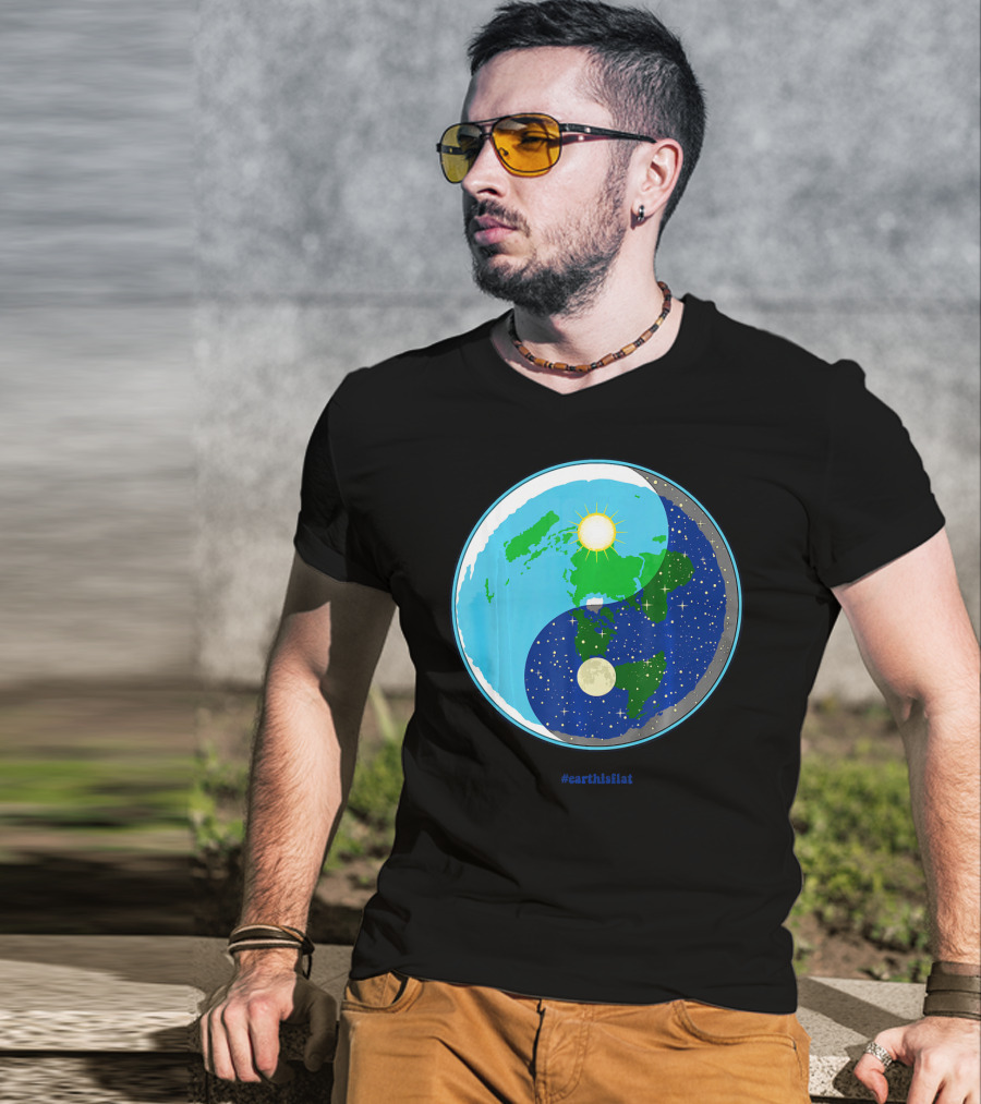 Ying Yang Flat Earth Truther #earthisflat Sun And Moon T-Shirt