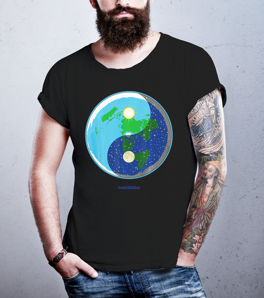 Ying Yang Flat Earth Truther #earthisflat Sun And Moon T-Shirt