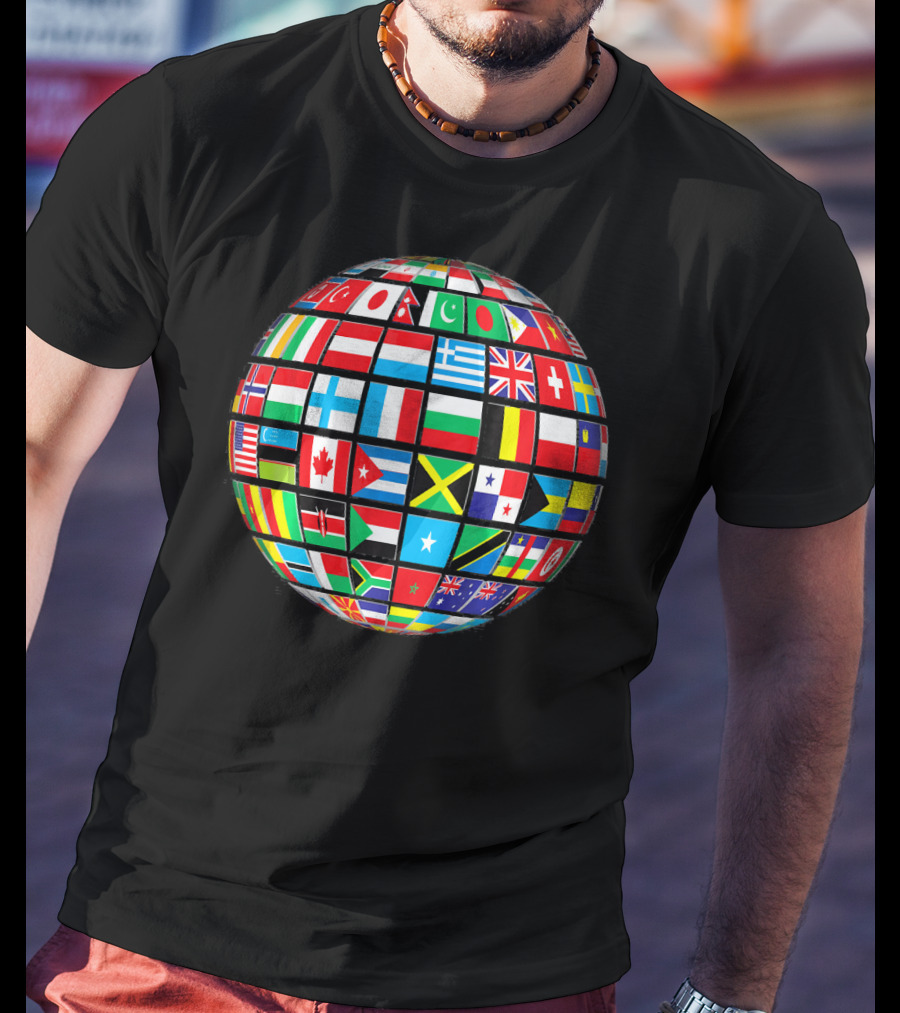 World Flag Buttons Global Flags Sphere T-Shirt