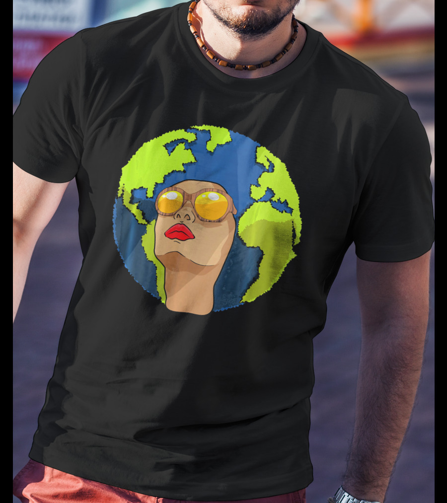 Arbor Mother Earth Day Sunglasses Reflection Globe Face T-Shirt