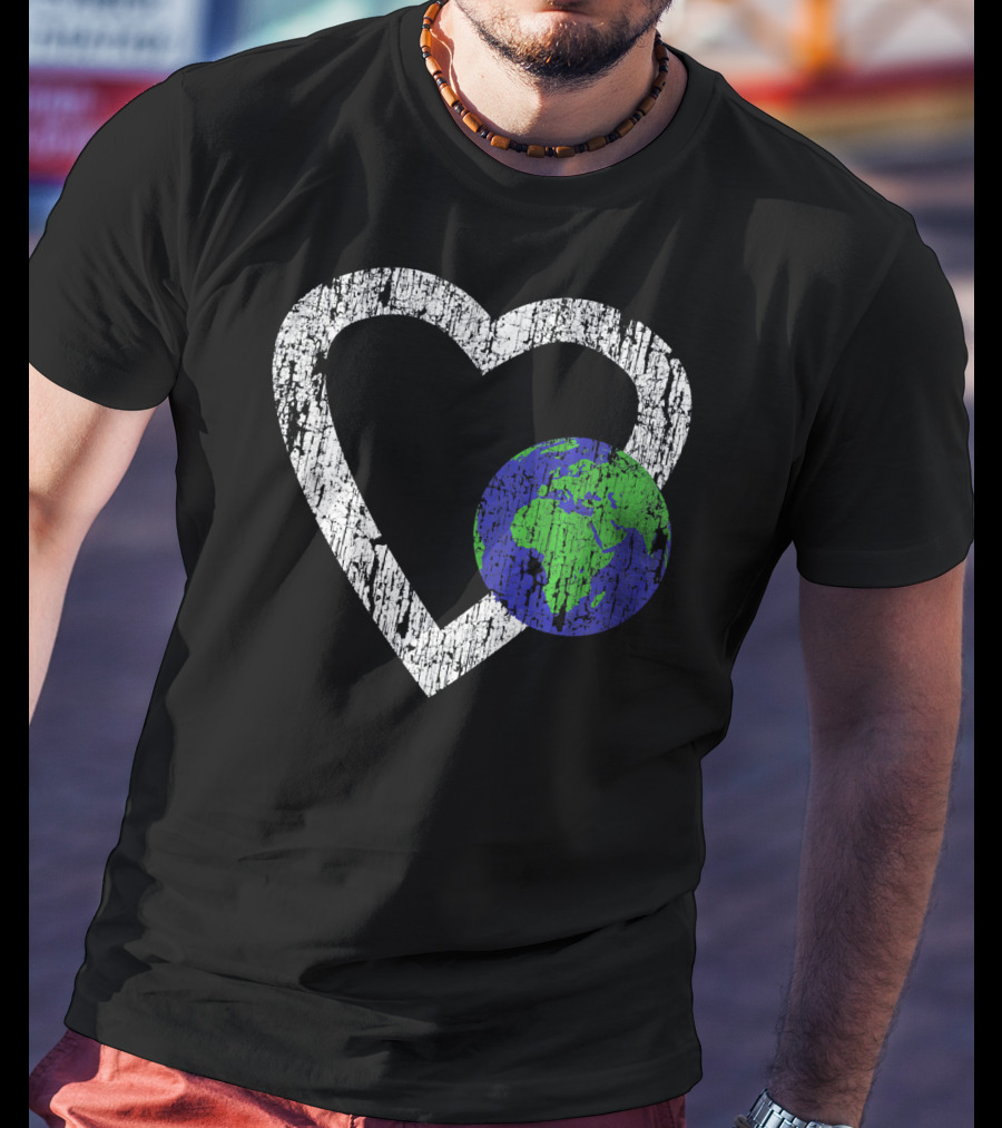 I Love Planet Earth Day Climate Change Heart World T-Shirt
