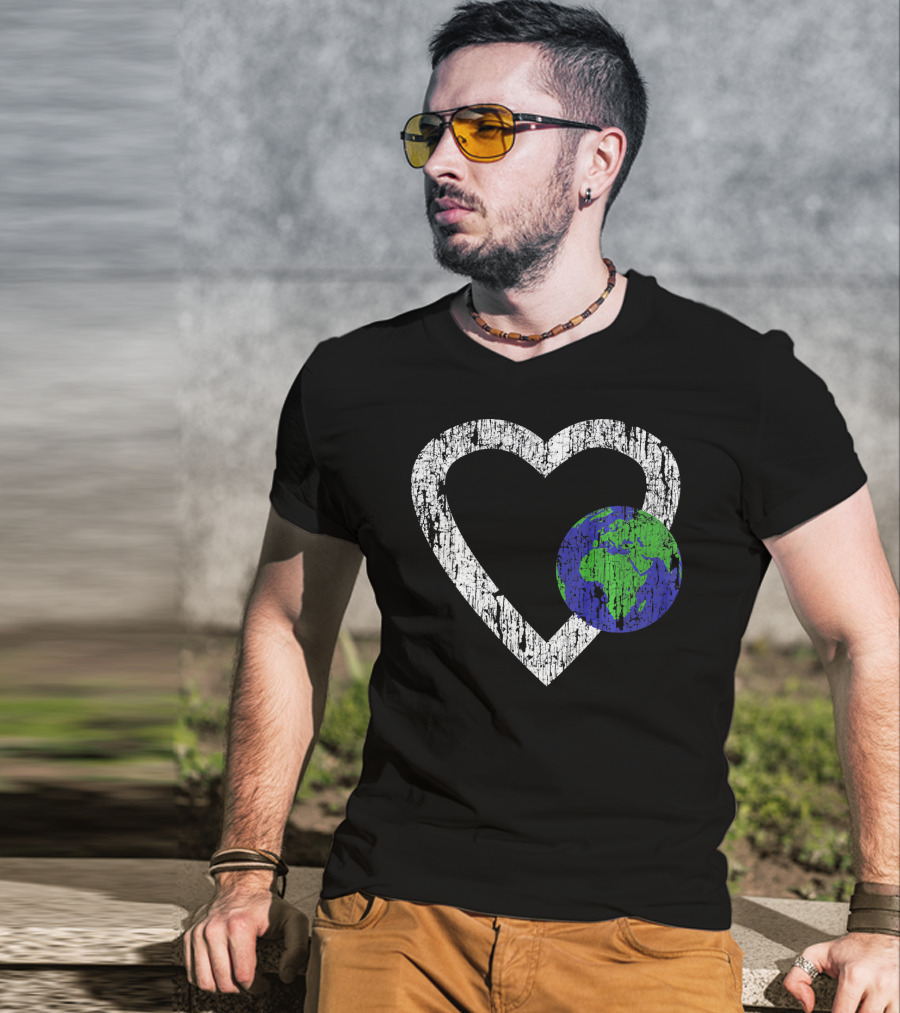 I Love Planet Earth Day Climate Change Heart World T-Shirt