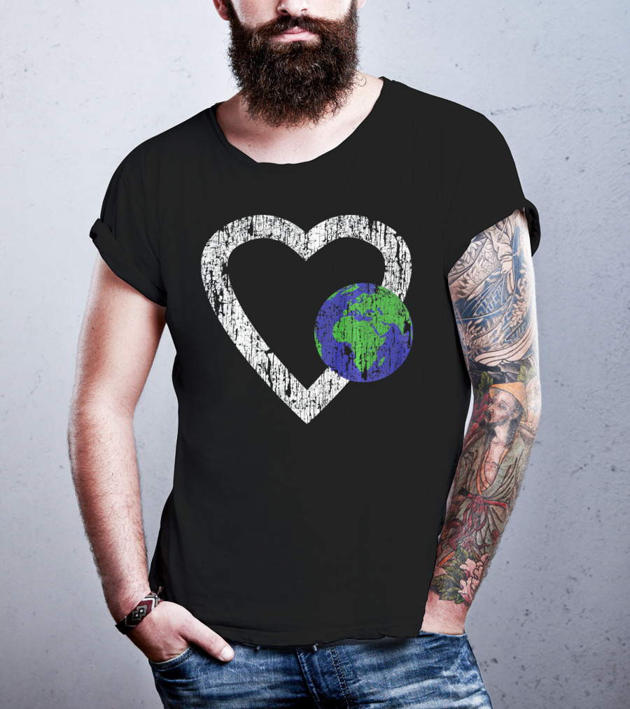 I Love Planet Earth Day Climate Change Heart World T-Shirt