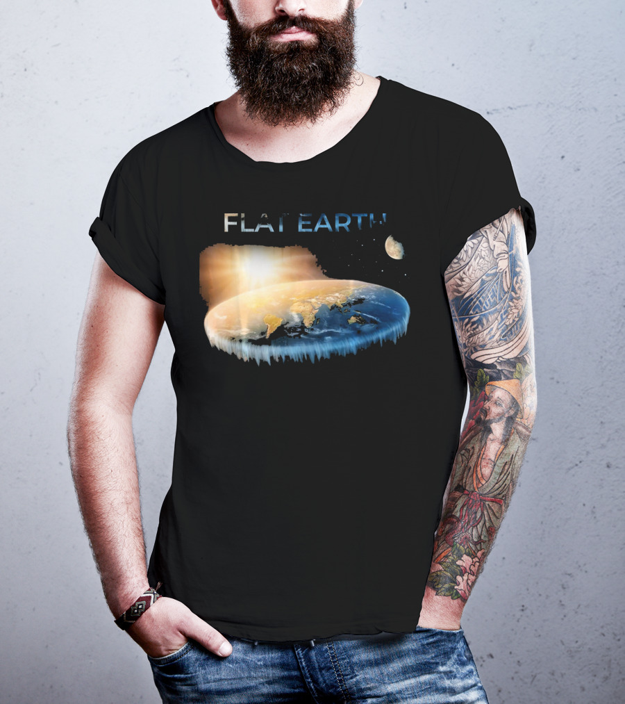 Flat Earth Dome Map With Sun And Moon T-Shirt