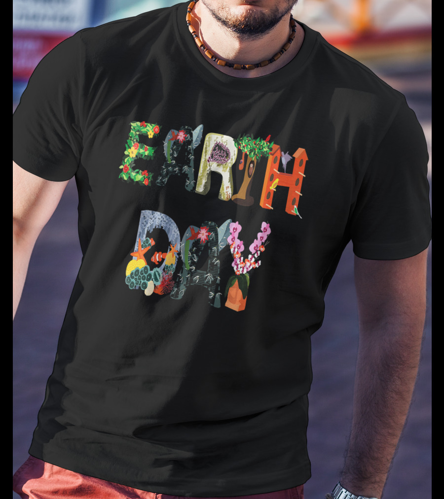 National Earth Day Nature-Themed Lettering T-Shirt