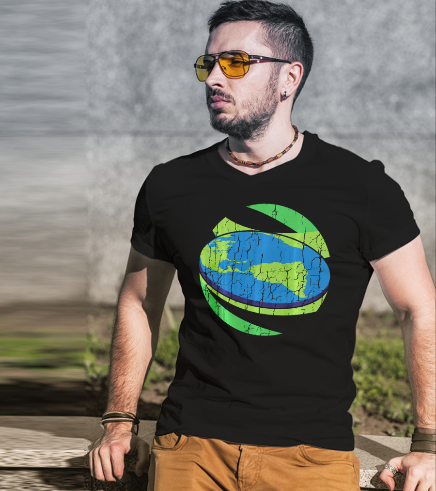 Flat Earth Flat Earther Planet Cracked Globe T-Shirt