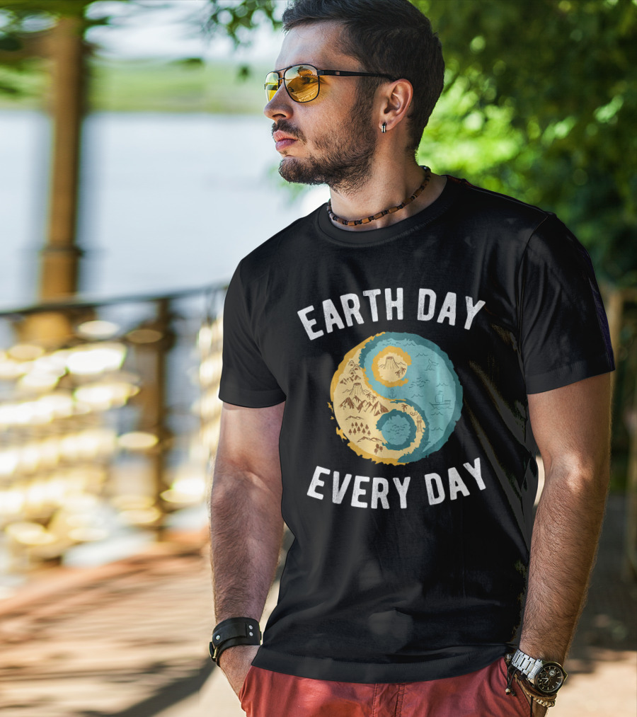 Earth Day Every Day Yin Yang Yog Nature Elements T-Shirt