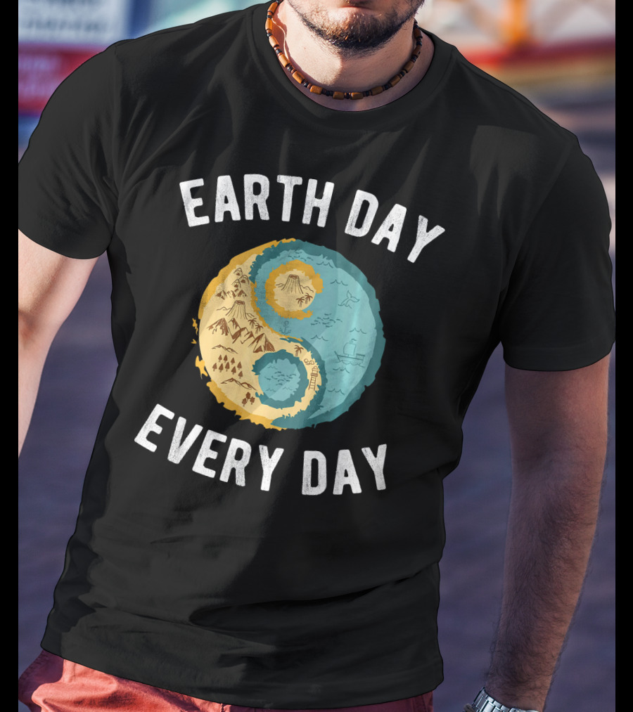 Earth Day Every Day Yin Yang Yog Nature Elements T-Shirt