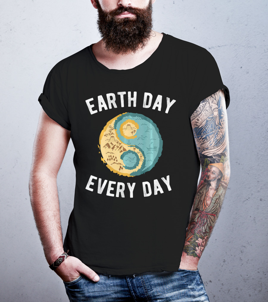 Earth Day Every Day Yin Yang Yog Nature Elements T-Shirt