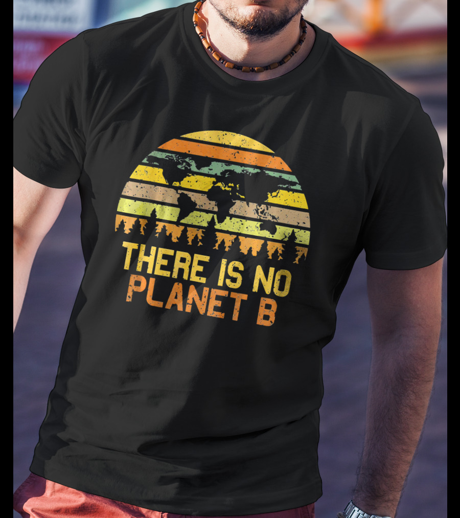 Earth Day Vintage There Is No Planet B Retro Map T-Shirt