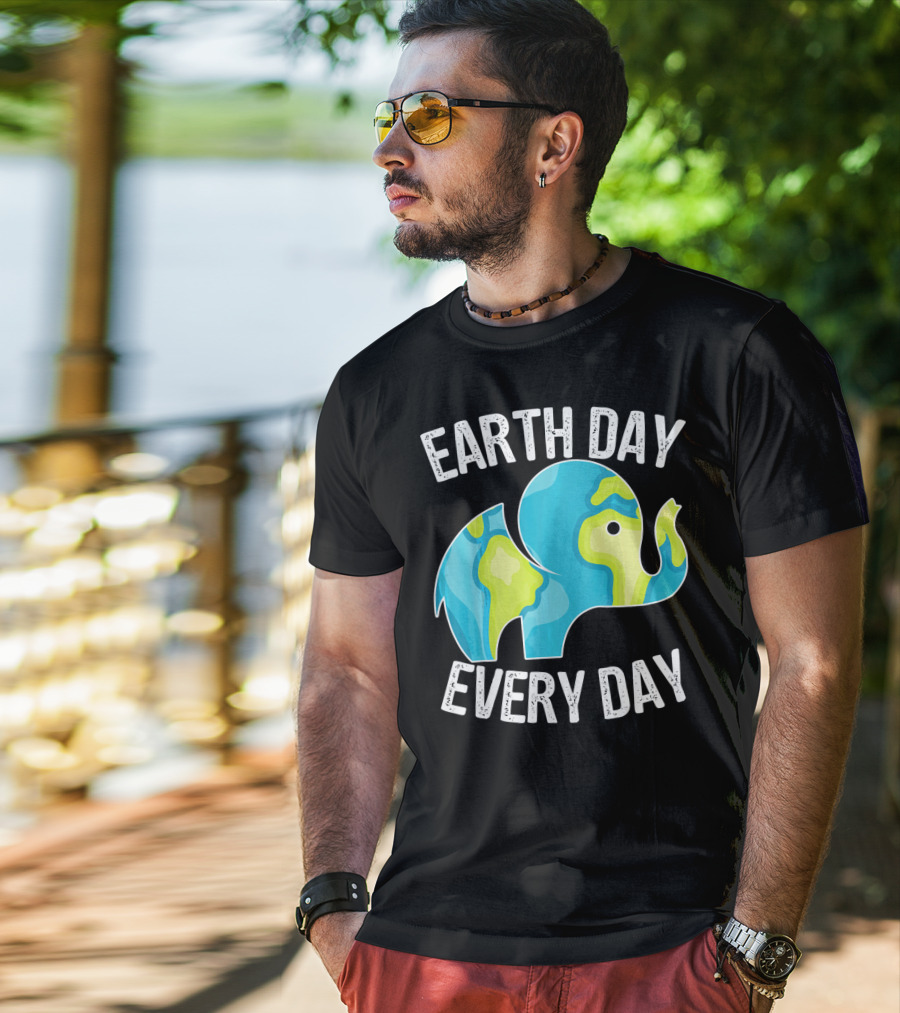 Earth Day Every Day Elephant Vintage Earth T-Shirt