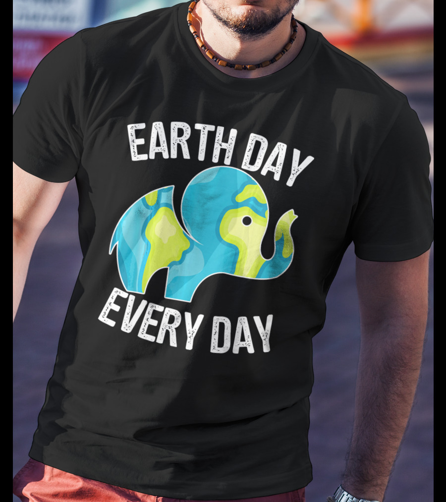 Earth Day Every Day Elephant Vintage Earth T-Shirt