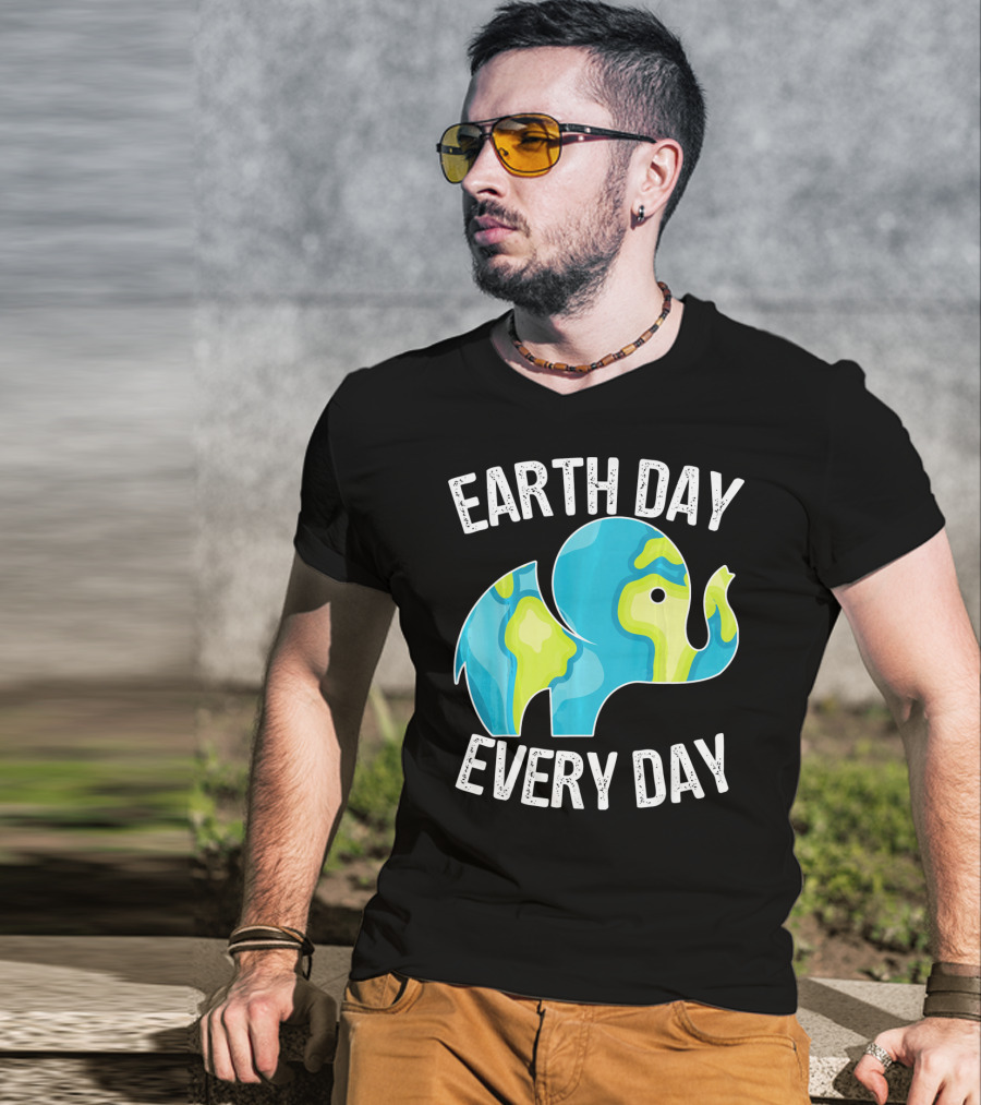 Earth Day Every Day Elephant Vintage Earth T-Shirt