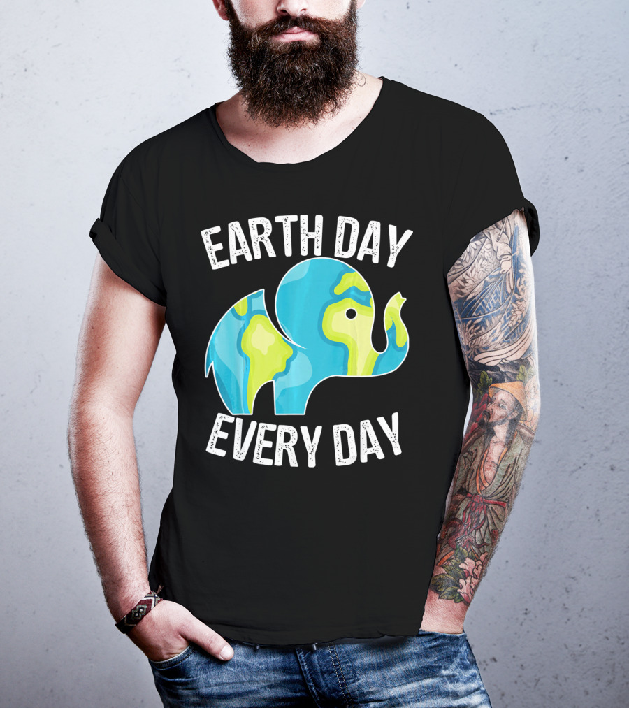 Earth Day Every Day Elephant Vintage Earth T-Shirt