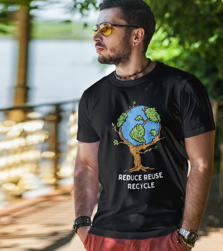 Reduce Reuse Recycle Earth Day Tree Planet T-Shirt