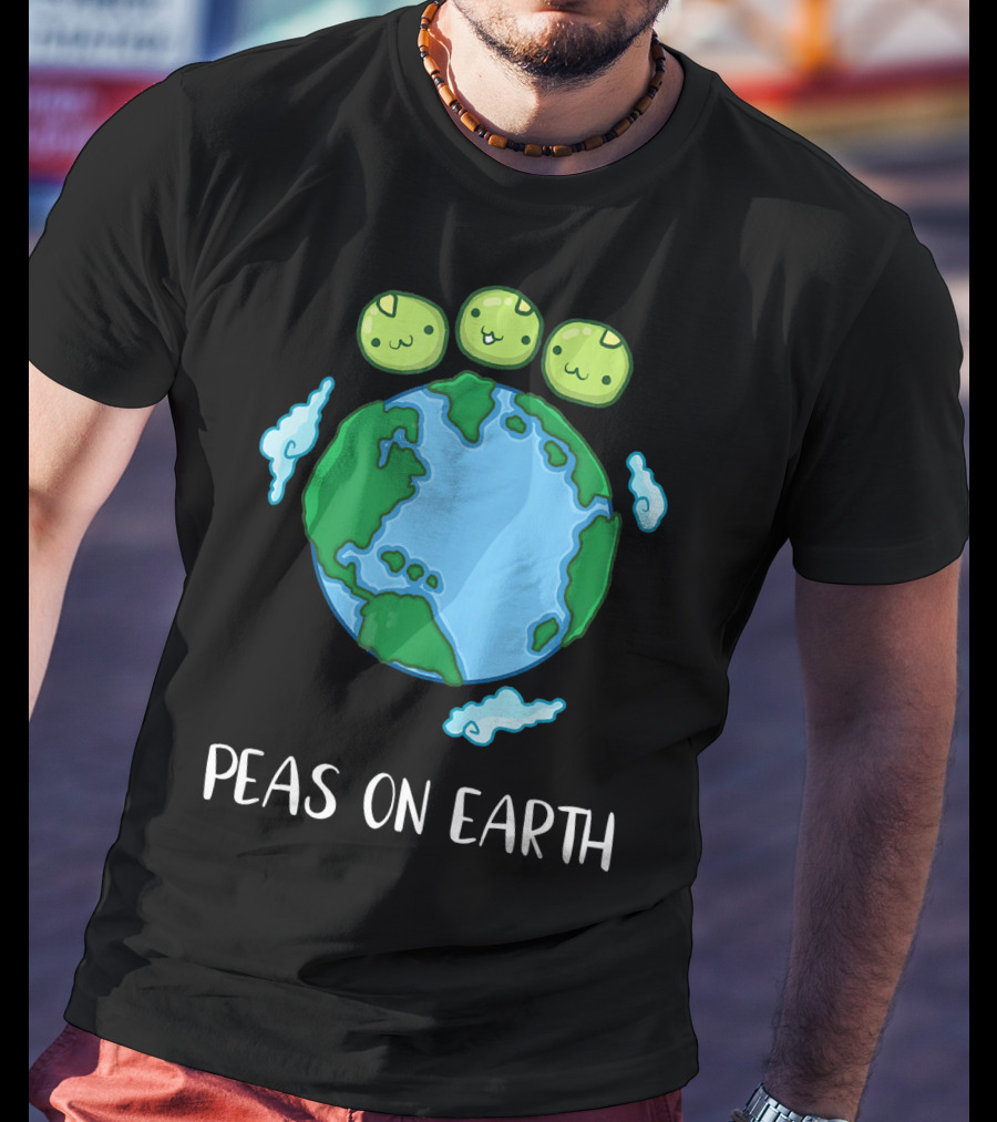 Peas On Earth Funny Peace Globe Cartoon T-Shirt