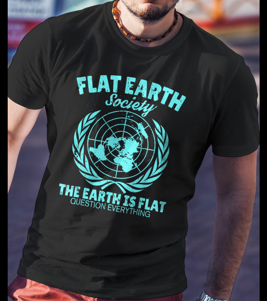 Flat Earth Society Baby Blue Retro Vintage Earth Is Flat Question Everything T-Shirt