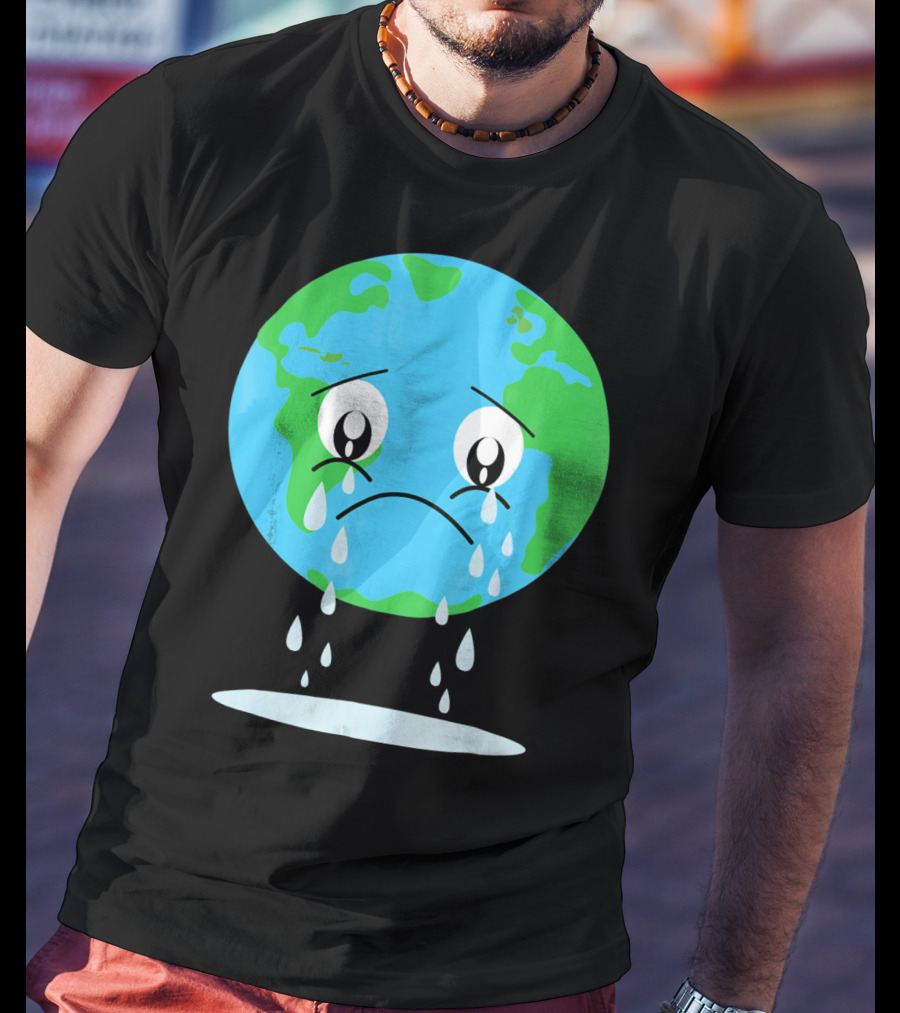 Sad Earth Crying Environmental Green Planet T-Shirt