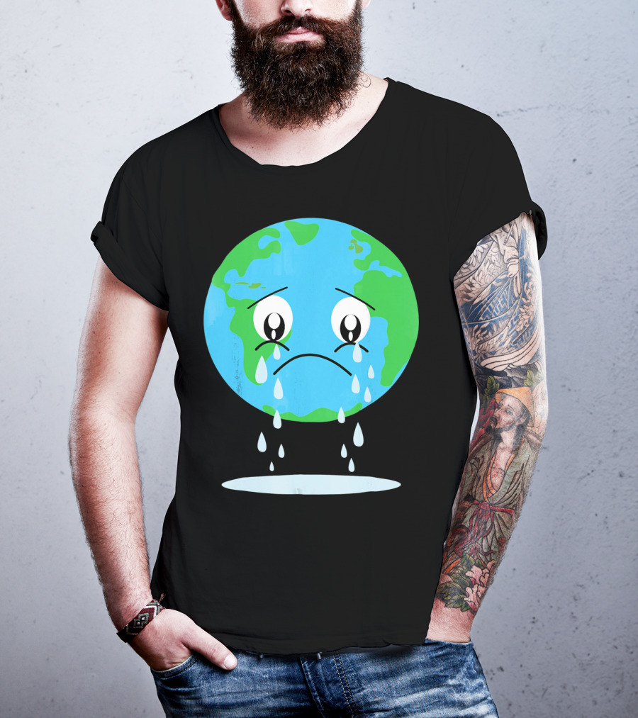 Sad Earth Crying Environmental Green Planet T-Shirt