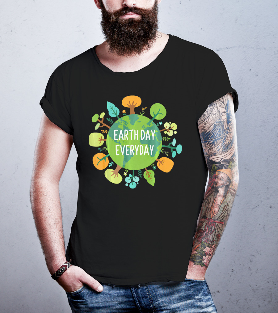 Earth Day Everyday Globe With Colorful Trees T-Shirt