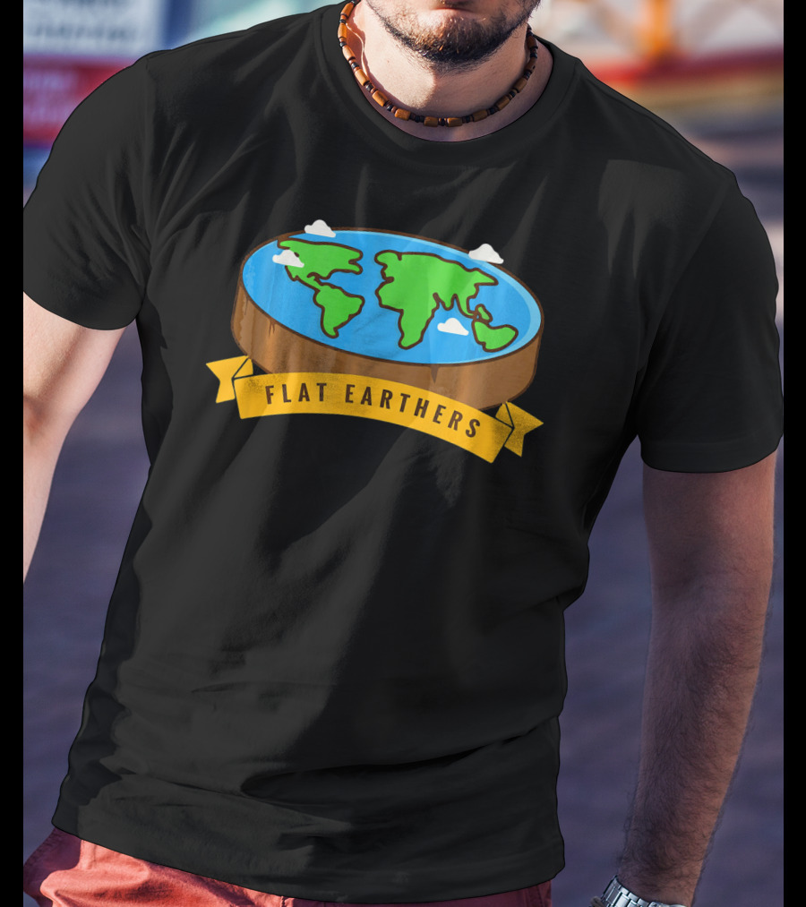 Flat Earthers Flat Earth Society Earth Disc Banner T-Shirt