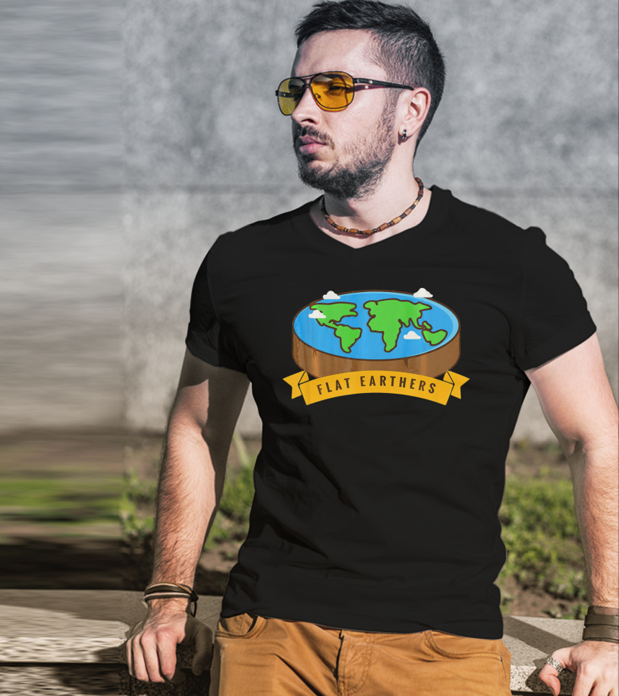 Flat Earthers Flat Earth Society Earth Disc Banner T-Shirt