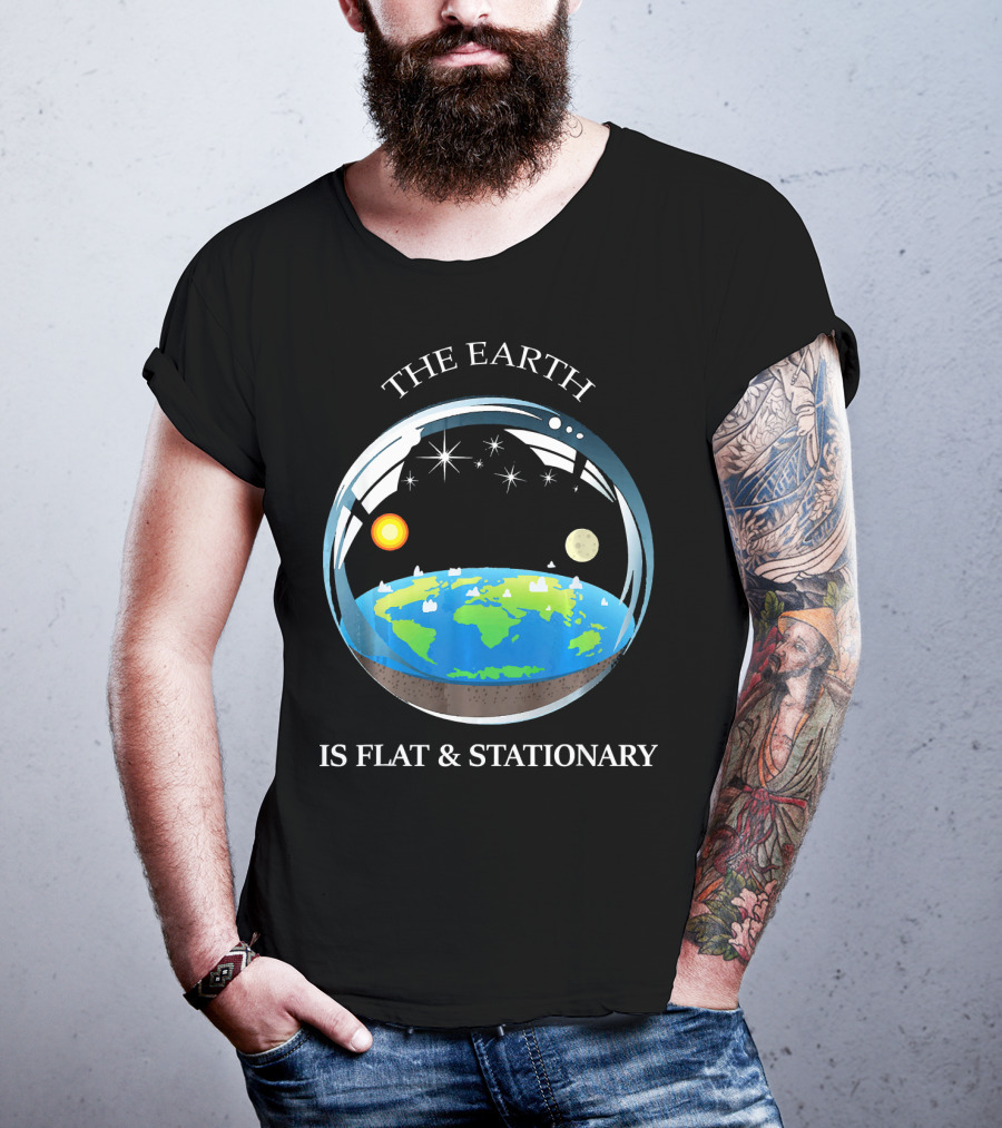 The Earth Is Flat And Stationary With Sun Moon And Stars T-Shirt