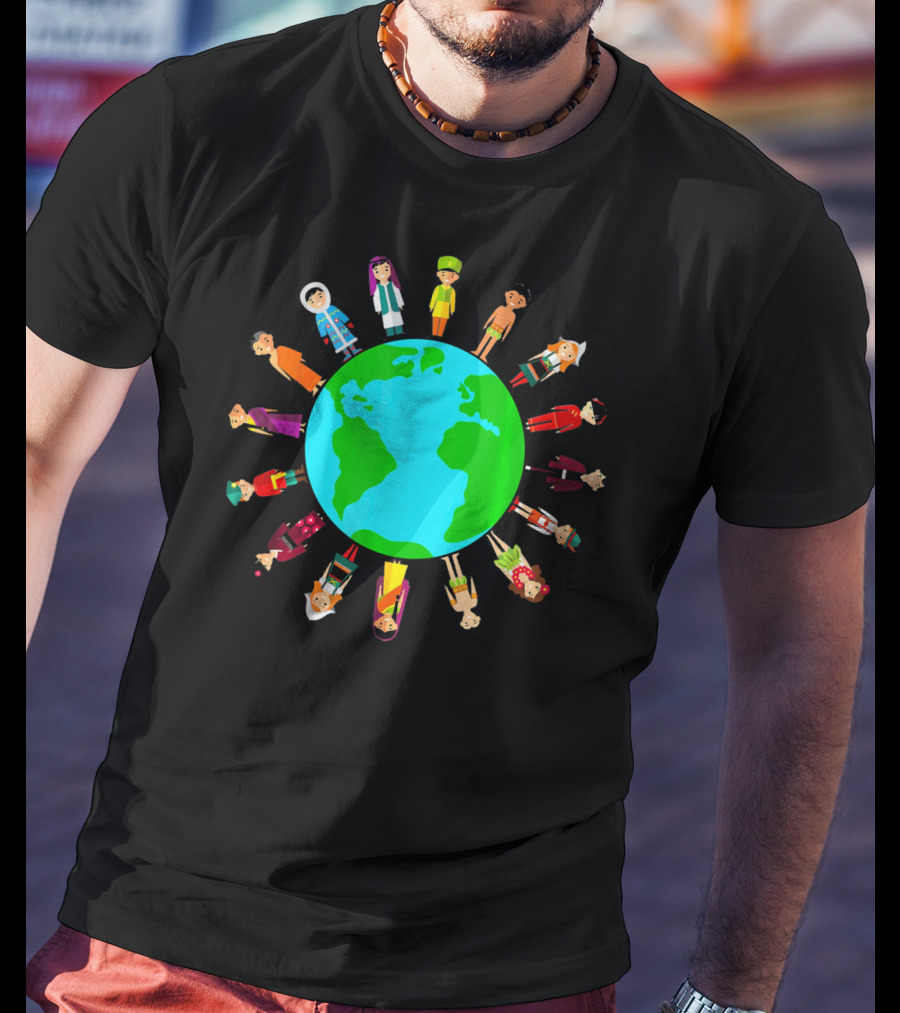 Happy Earth Day Global Unity With Diverse People Around The World T-Shirt