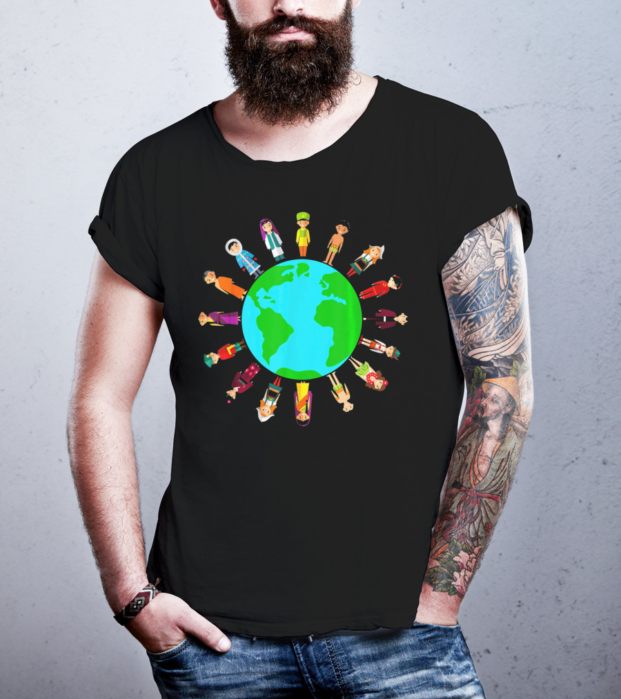 Happy Earth Day Global Unity With Diverse People Around The World T-Shirt