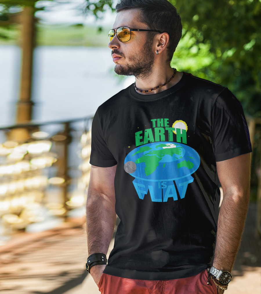 The Earth Is Flat Moon Sun Stars T-Shirt