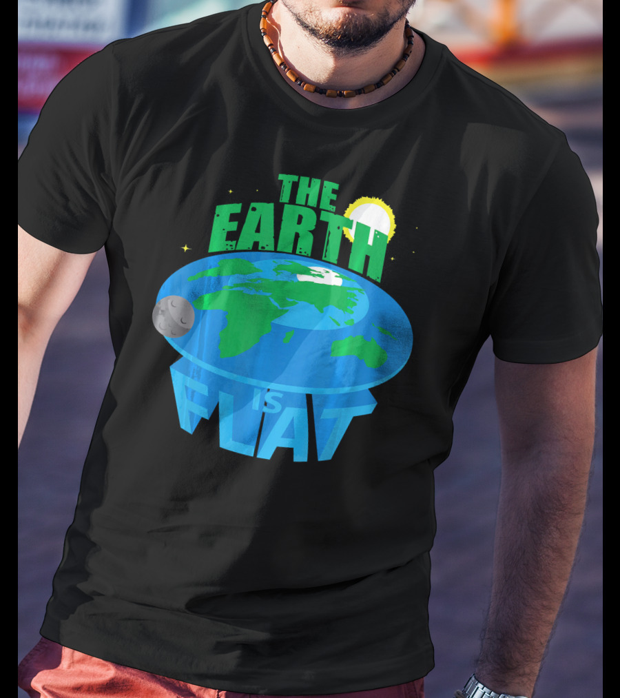 The Earth Is Flat Moon Sun Stars T-Shirt